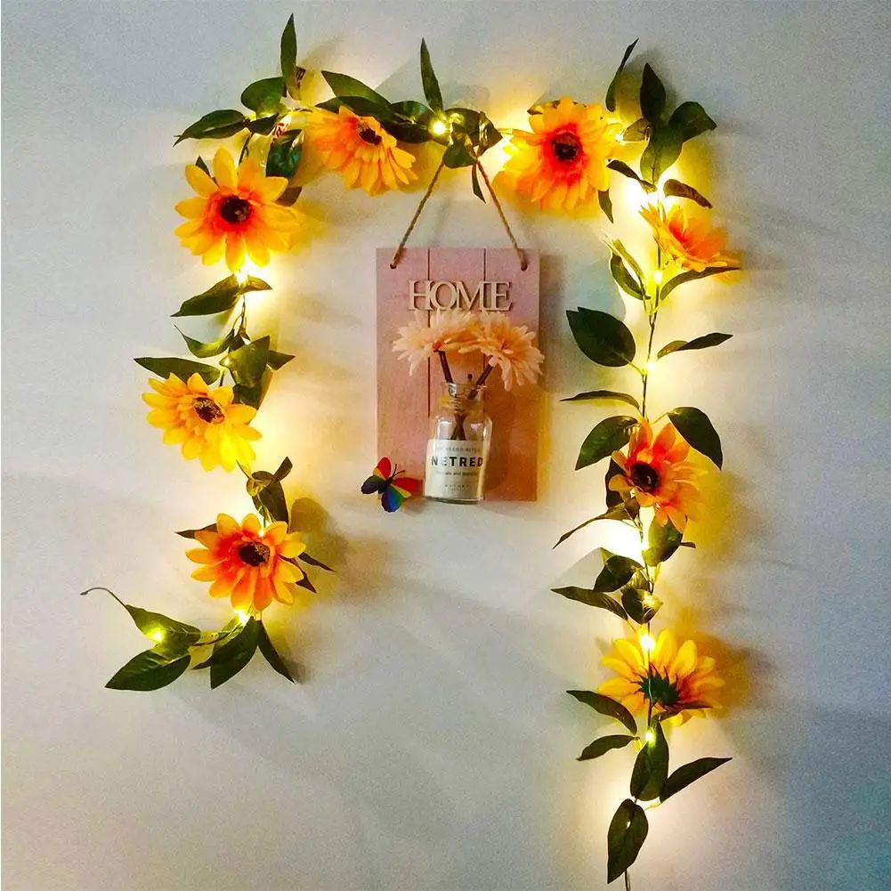 

2m/5m/10m Sunflower LED String Light Solar Light Bedroom Garden Home Decorations Courtyard Living Room Party Decoration