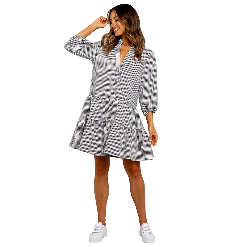 

Women's fashion lapel short plaid dress, Dresses women, dresses for women on sale elegant, dresses long sleeve forwomen 2021