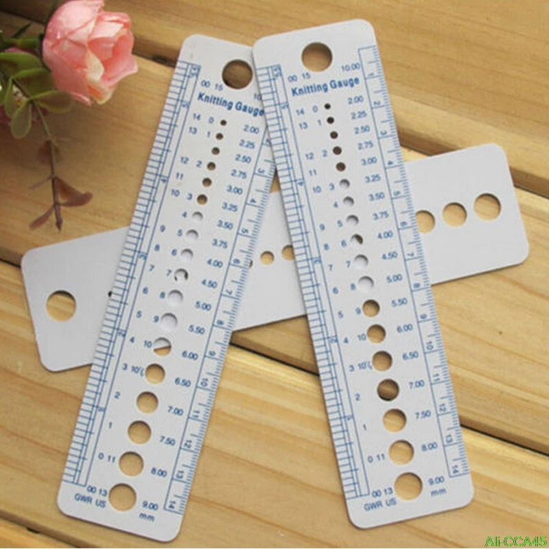 

Knitting Needle Gauge Inch Cm Ruler Tool US UK Canada Sizes 2-10mm