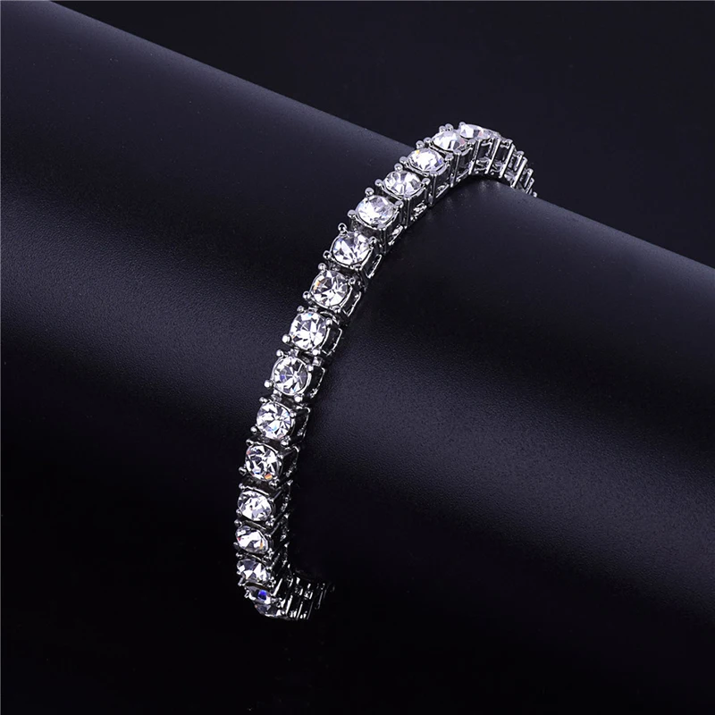 Luxury AAA Cubic Zirconia Tennis Bracelet Fashion Gold Silver Color Irced Out Chain Hip Hop Braclet For Men Wristband Jewelry