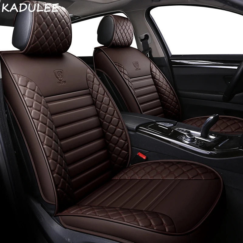 

KADULEE PU Leather car seat covers For Lada 110 111 112 Kalina Niva Vesta XRAY Granta car accessories car styling car stickers