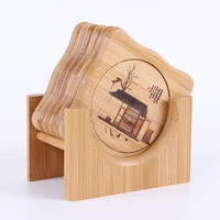 cup coaster set 6 pieces wooden coasters mat round tea cup mats rattan coasters with holder thick wood square sake coaster mats