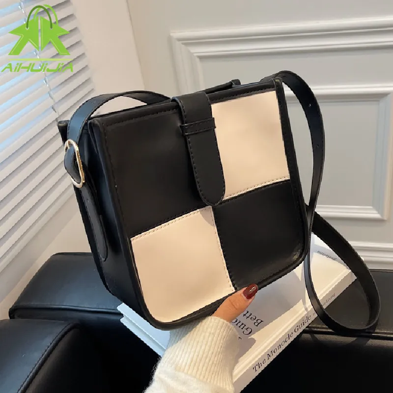 

Fashion Color Contrast Ladies Shoulder Messenger Bag For Women 2021 New Luxury Handbags High Capacity Pu Leather Woman Tote Bag
