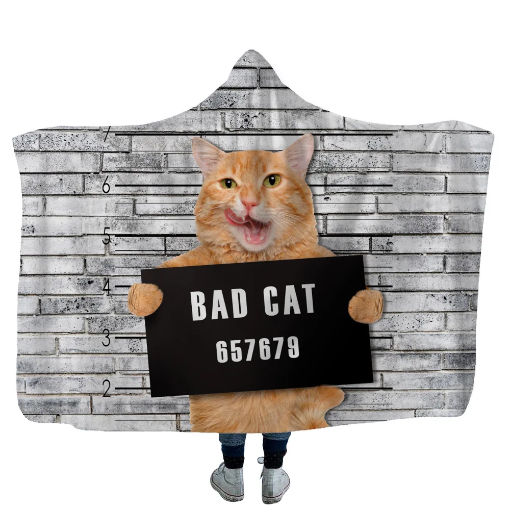 Одеяло с капюшоном домашнее переносное мягкое теплое одеяло 3D принтом плохой