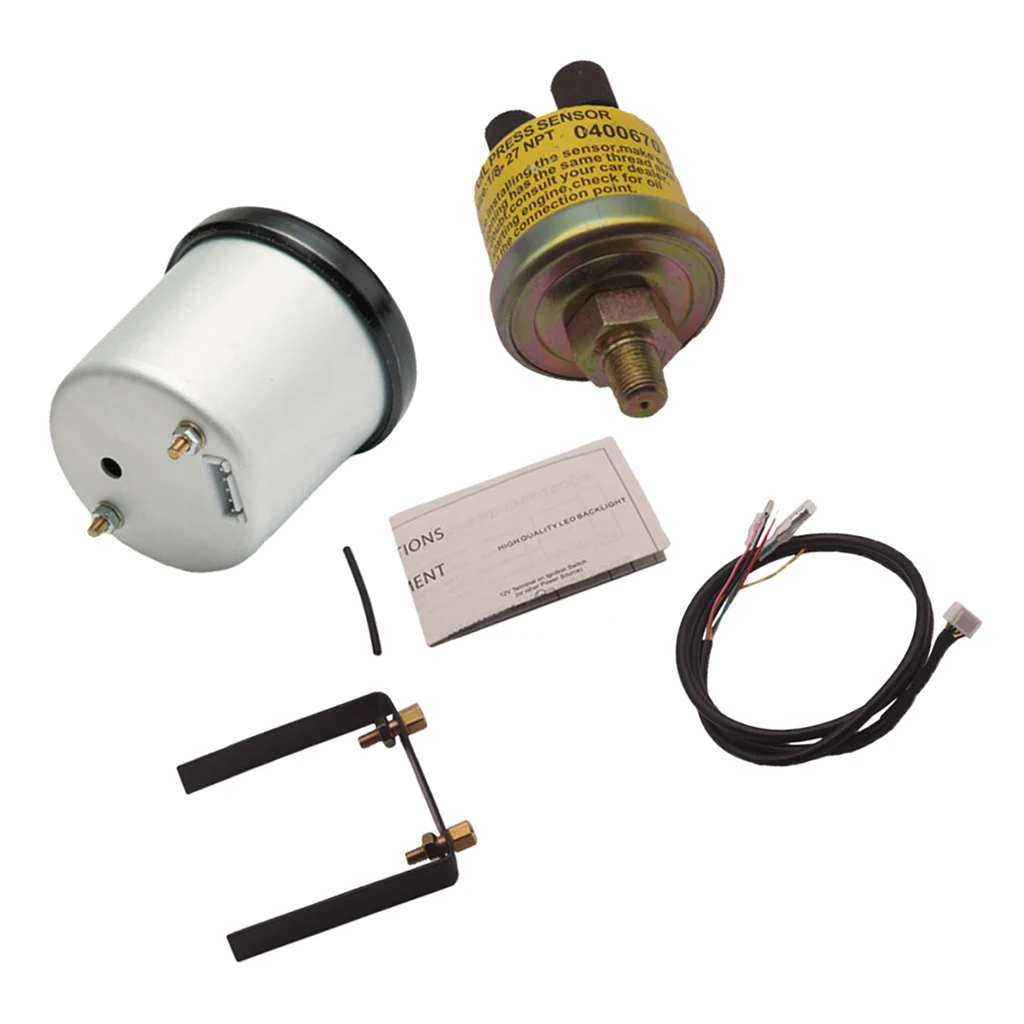 Светодиодный автомобильный измеритель давления масла 7 цветов 2 &quot/52 мм|Датчики