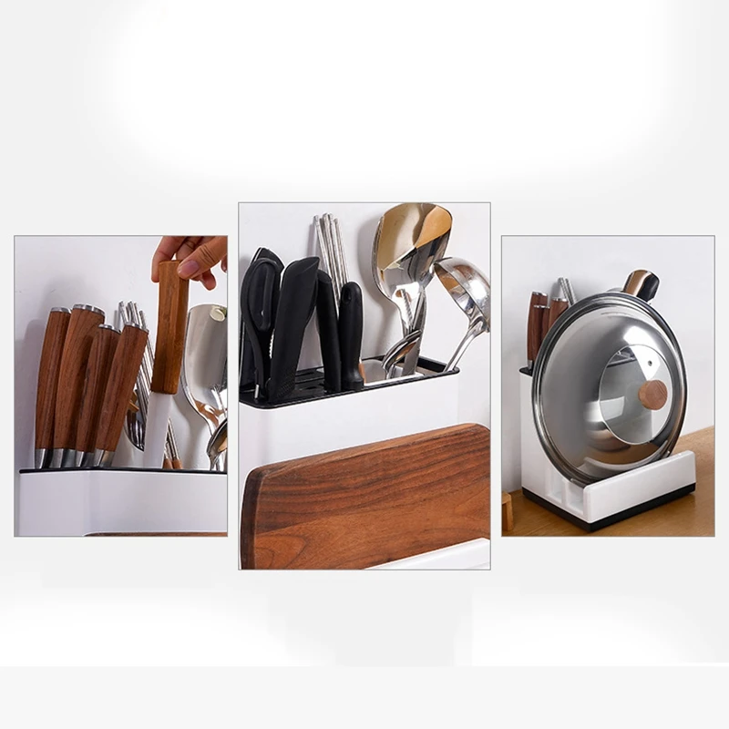 

Kitchen Utensil Plastic Scissors Knife Holder Draining Rack Storage Shelf Organizer Chopping Knife Rack