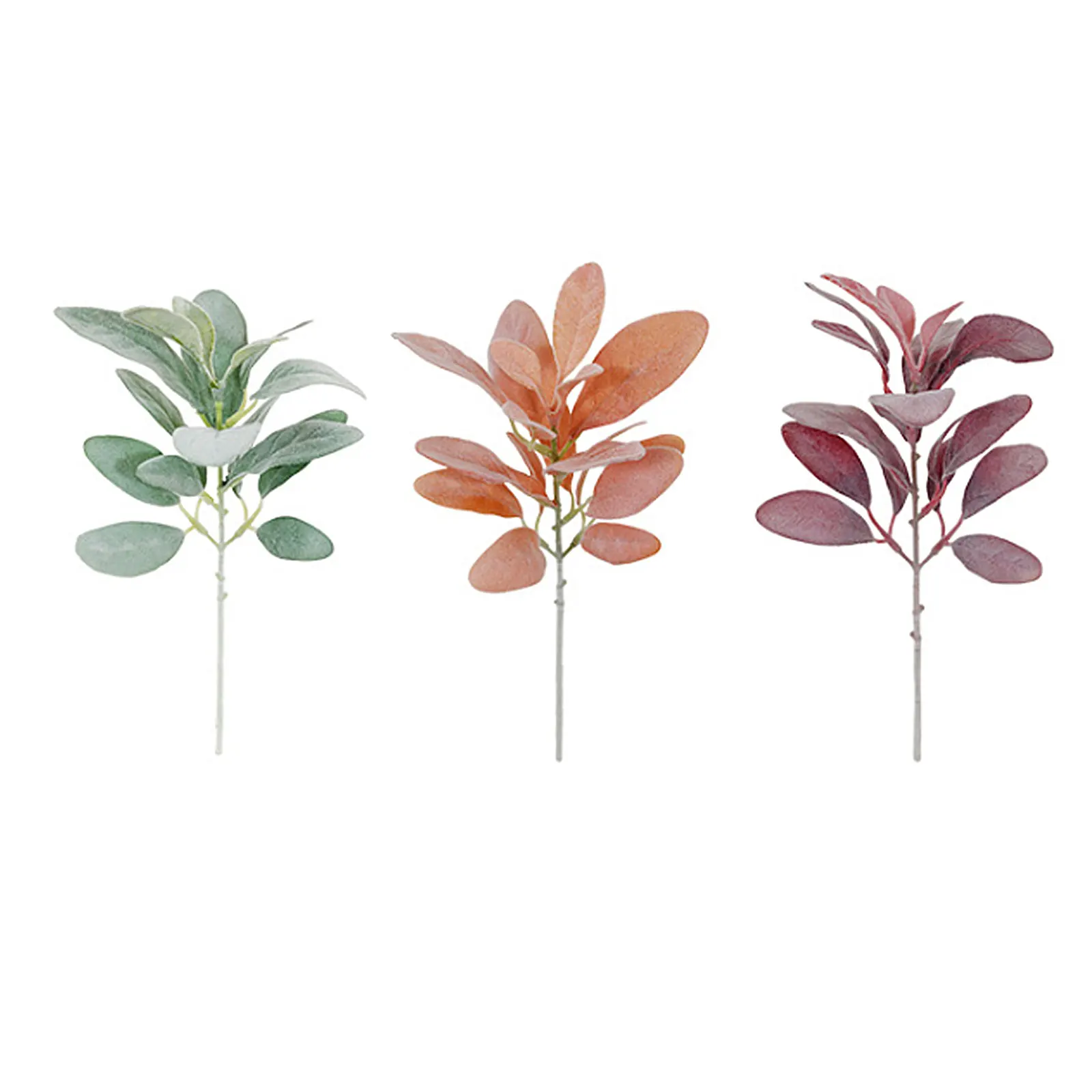 

8pcs Artificial Flocking Leaf Eucalyptus Plant Flower Arrangement Accessories Vane Fake Plants Single Branch Home Decoration