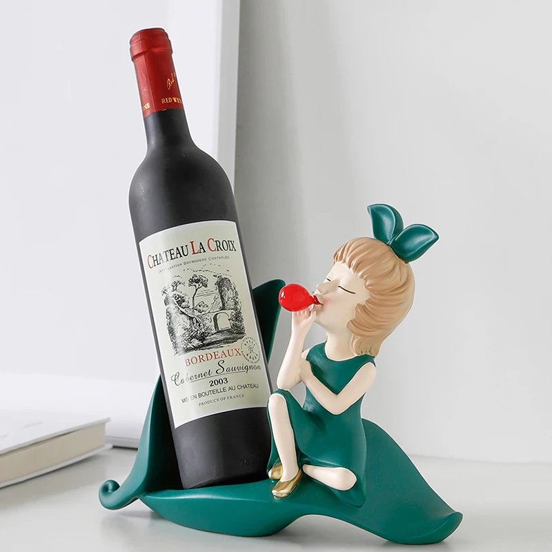 

Nordic Resin Statue and Sculpture Bubble Girl Figurine Wine Rack Wine Holder Home Living Room Decor Wine Cabinet Accessories