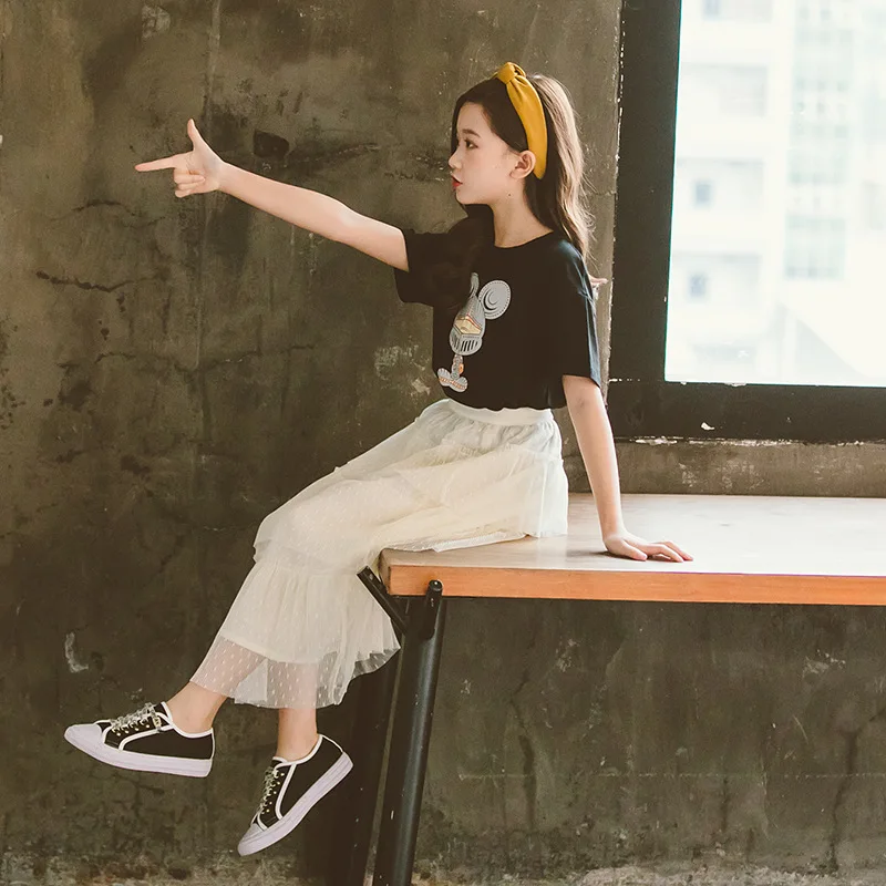 

A Line 2pcs Clothes Suit Spring Summer Children Clothes Baby Girls Sweatshirts + Pants Kids Teenagers Outwear High Quality