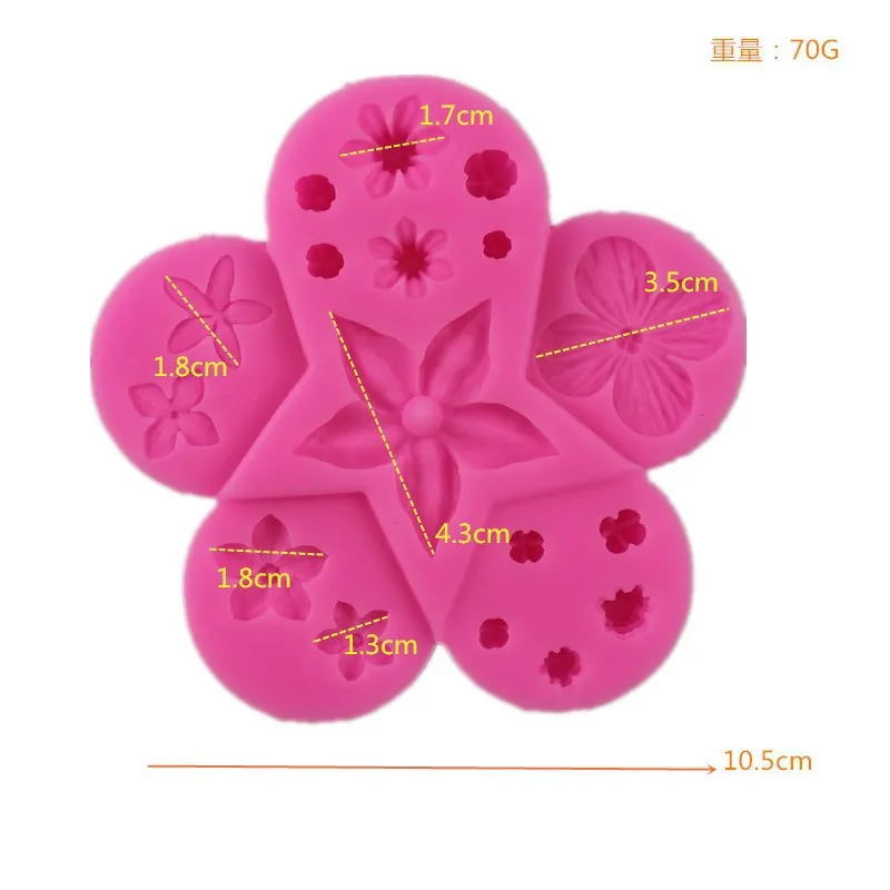 Силиконовая форма с маленькими цветами мягкая глина для мастики сделай сам