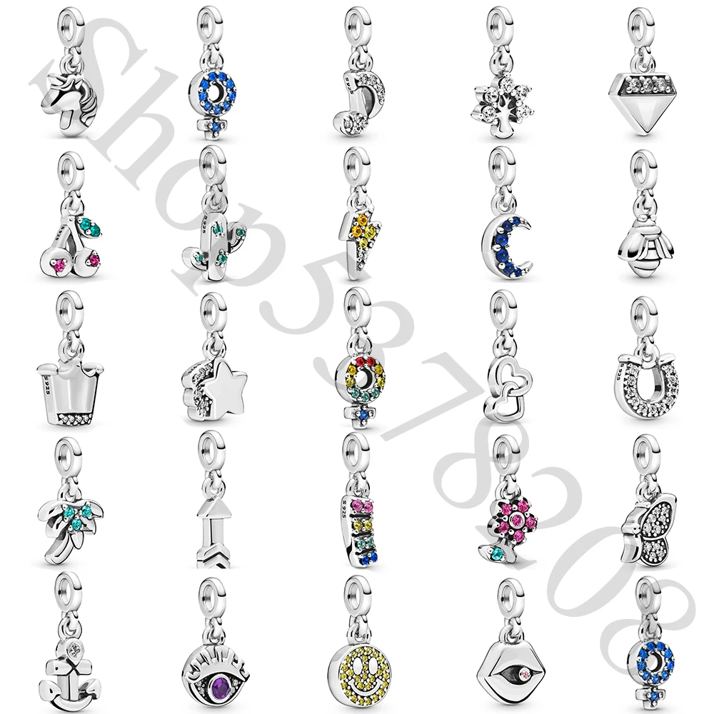 Настоящее бусины из стерлингового серебра 925 луна цветок корона дерево