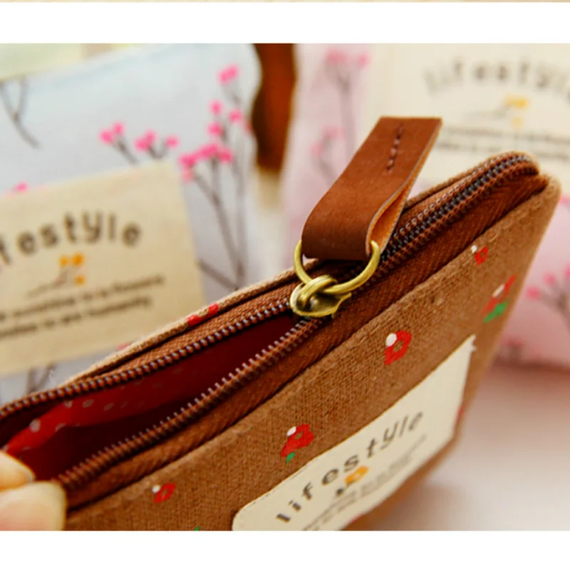 

1PC Korean Canvas Coin Purse Ladies Key Case Creative Coin Bag Cartoon Cute Cosmetic Storage Bag Student Wallet New