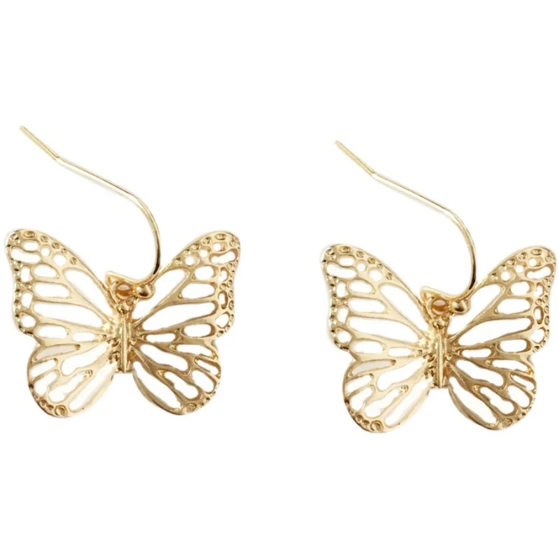 

Sweet Korean Temperament Butterfly Earrings Hot Selling Trendy Jewelry Metal Alloy Hollow Dangle Drop Earrings For Girl Gifts