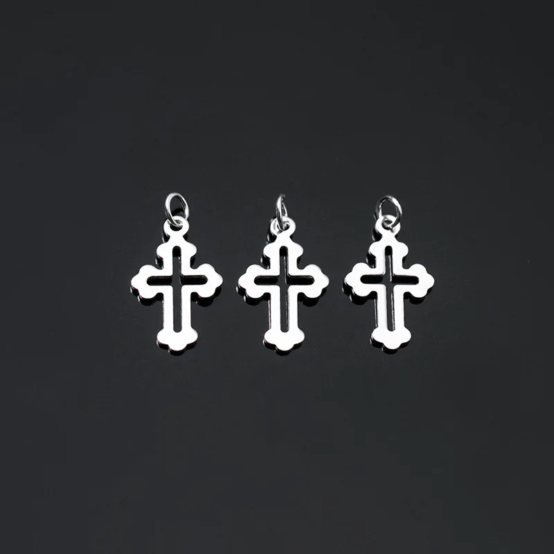 4pcs 925 Sterling Silver Hollow Cross Charm Pendant for Diy Bracelet Necklace Making Fine Jewelry Finding | Украшения и