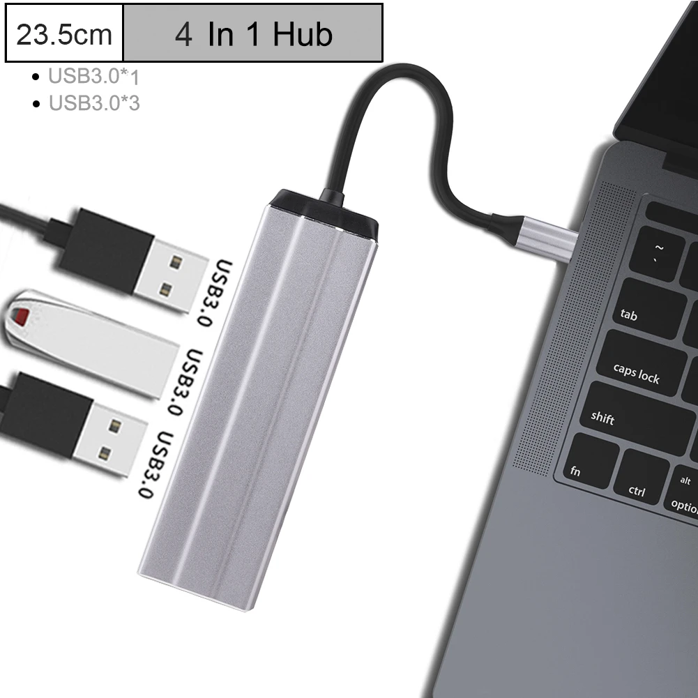 4 in 1 USB C HUB USB C концентратор для мульти-Хаба USB 3,0 HDMI 4 K/SD/TF кард-ридер/PD зарядка аудио/RJ45 адаптер для MacBook Pro type c usb разветвитель - Цвет: 4 in 1 USB C HUB