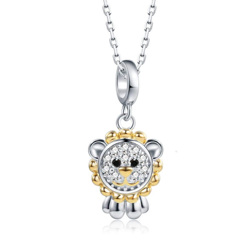 

High Quality 925 Sterling Silver Cute Lion Animal Necklace with Clear Cz Fine Jewelry for Women Gift Free Shipping 2019 New