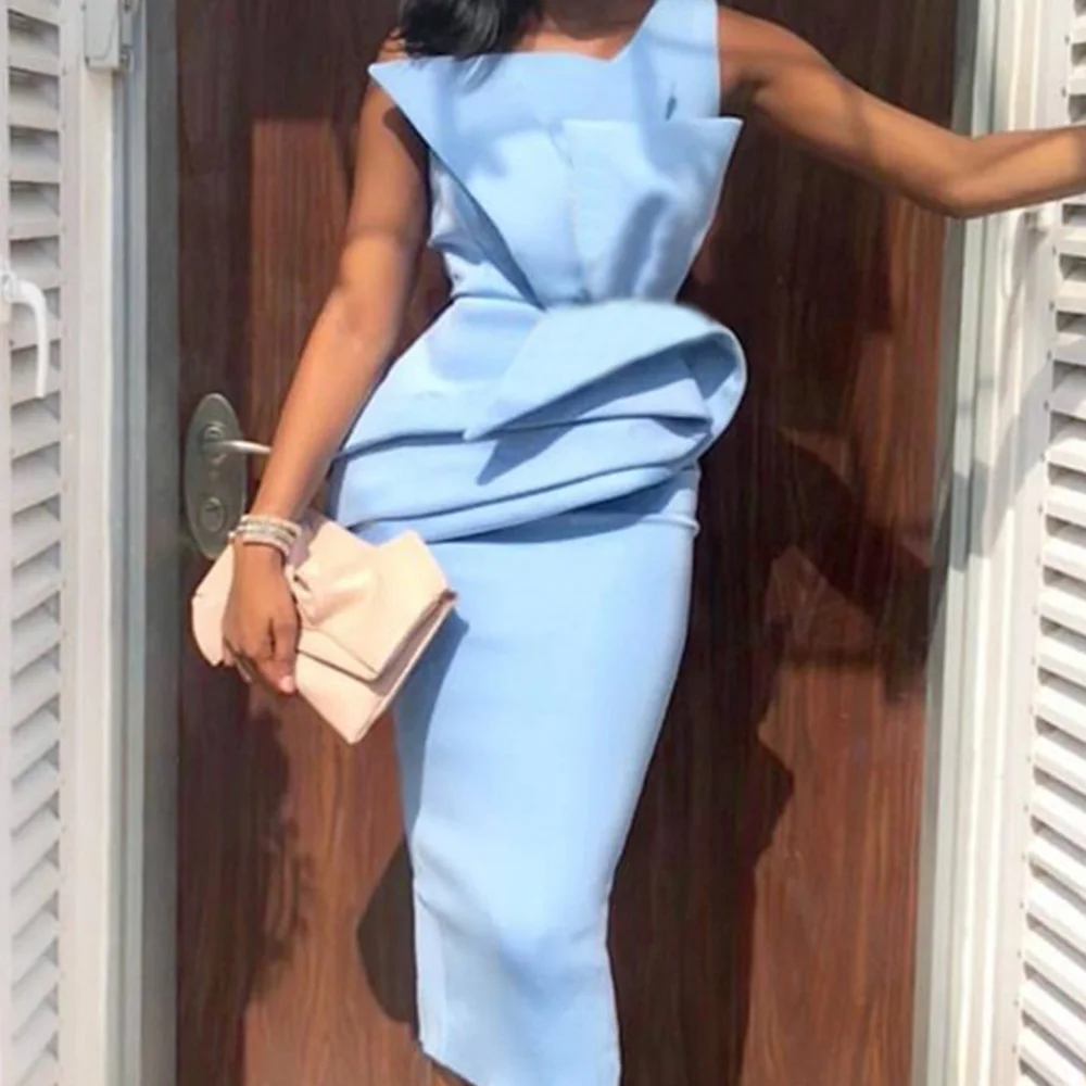 Женское платье карандаш без рукавов с оборками элегантное винтажное