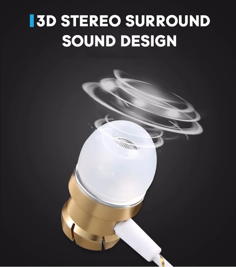 Металлические наушники вкладыши WS001 проводные стерео с микрофоном для iPhone samsung