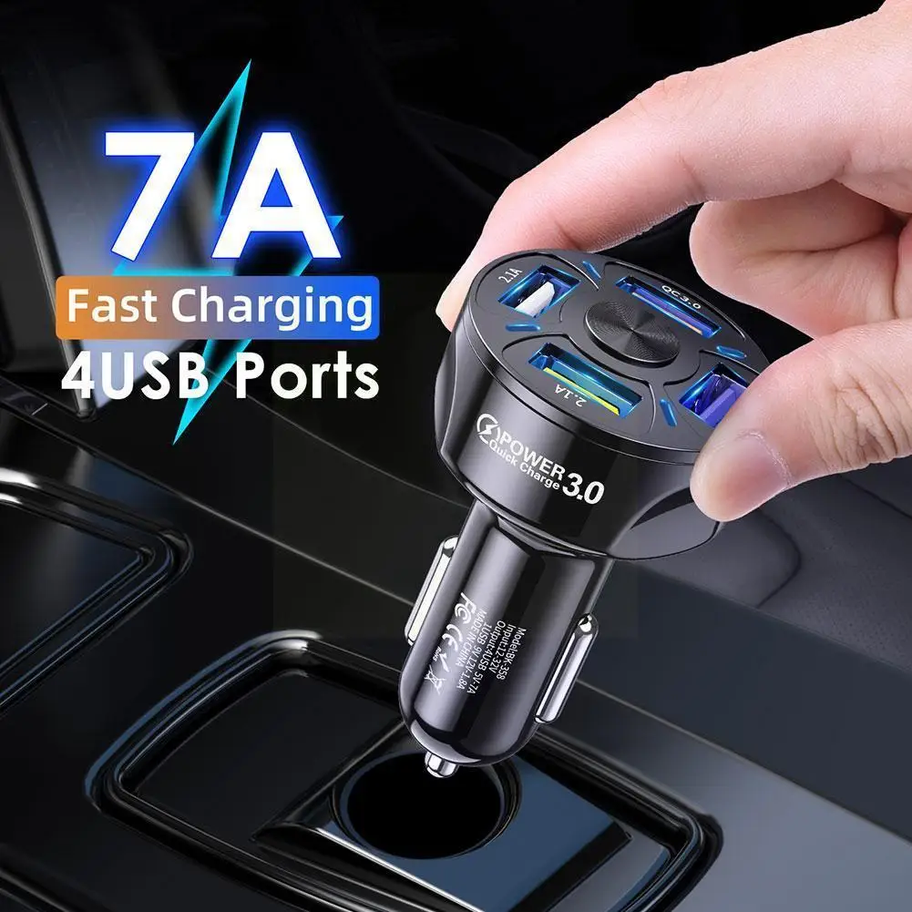 

Uslion 4 порта Usb автомобильная зарядка 48 Вт Быстрая зарядка 7a мини Быстрая зарядка для 11 мобильный телефон зарядное устройство адаптер в C C1p8
