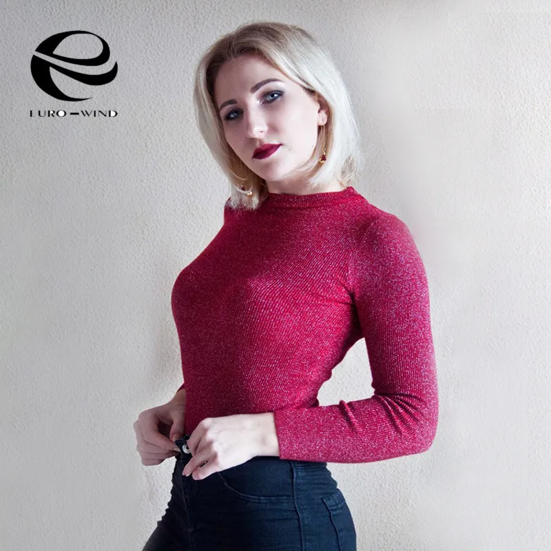 Женские свитера 2019 зима Блестящий люрекс осенний зимний свитер женский пуловер с