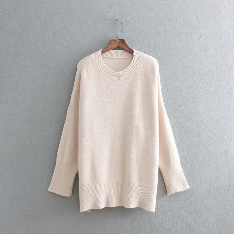 Женский осенне-зимний однотонный пуловер Новое поступление 2018 синий свитер