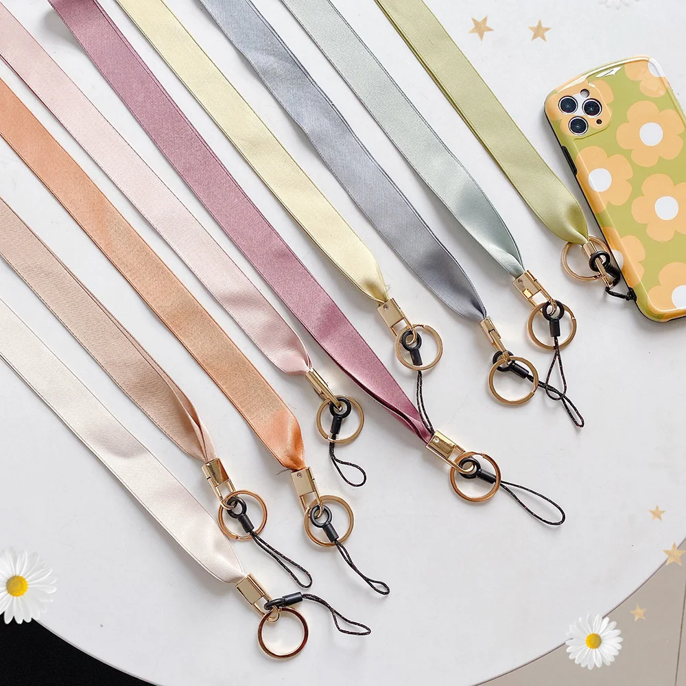 

Fashion Multi Function Mobile Phone Rope Ice Silk Color Lanyards Neck Straps Lanyard for Keys Badge ID Card DIY Phone Straps
