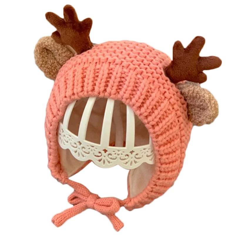 

Infant Baby Knit Beanie Hat Cute Christmas Reindeer Antlers Earflap Cap Warmer