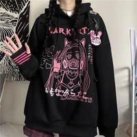 new cartoon printed hoodies women kawaii black zipper y2k oversized sweatshirt female 90s harajuku streetwear jacket