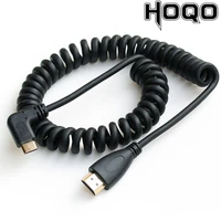 elbow spring coiled c type mini hdtv cable right left angled mini hd male to hd male stretch cable 50cm 130cm