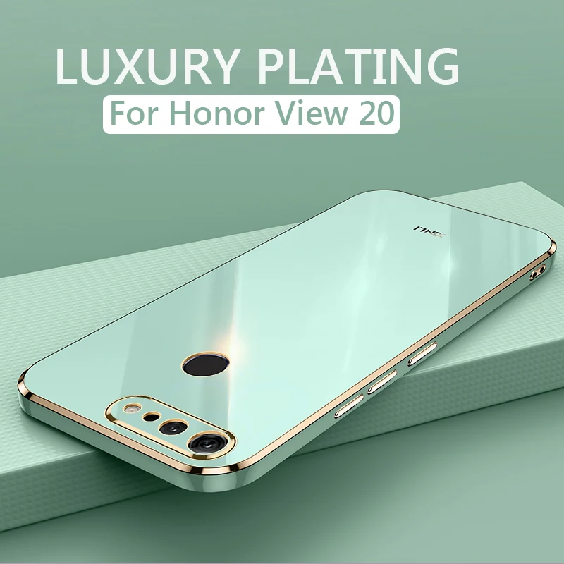 Роскошный квадратный глянцевый чехол для телефона Huawei Honor View 20 View20, противоударный мягкий силиконовый чехол из ТПУ