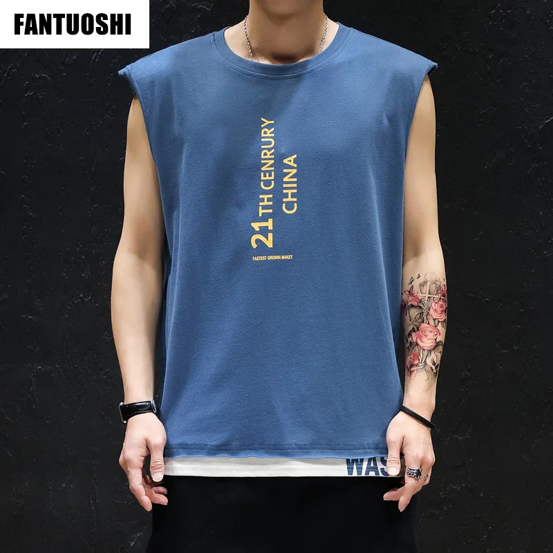 

Новая однотонная майка большого размера для мужчин летняя японская Повседневная модная уличная удобная свободная Спортивная майка