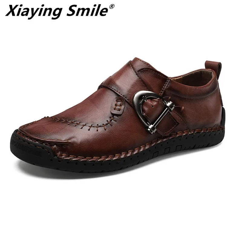

fashion cow Leather Men Casual Shoes Luxury Brand Mens Loafers Moccasins Breathable Slip on Black Driving Shoes Plus Size 38-48