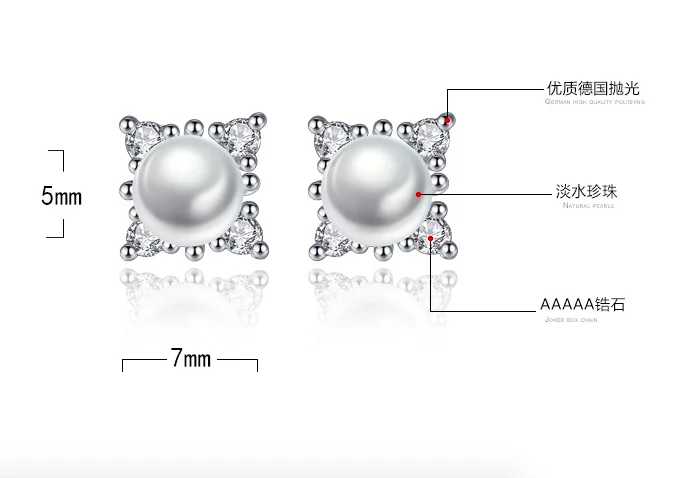 

ModaOne 925 Sterling Silver Zircon Earrings Snowflake Pearl Flower Stud Earrings For Women brincos