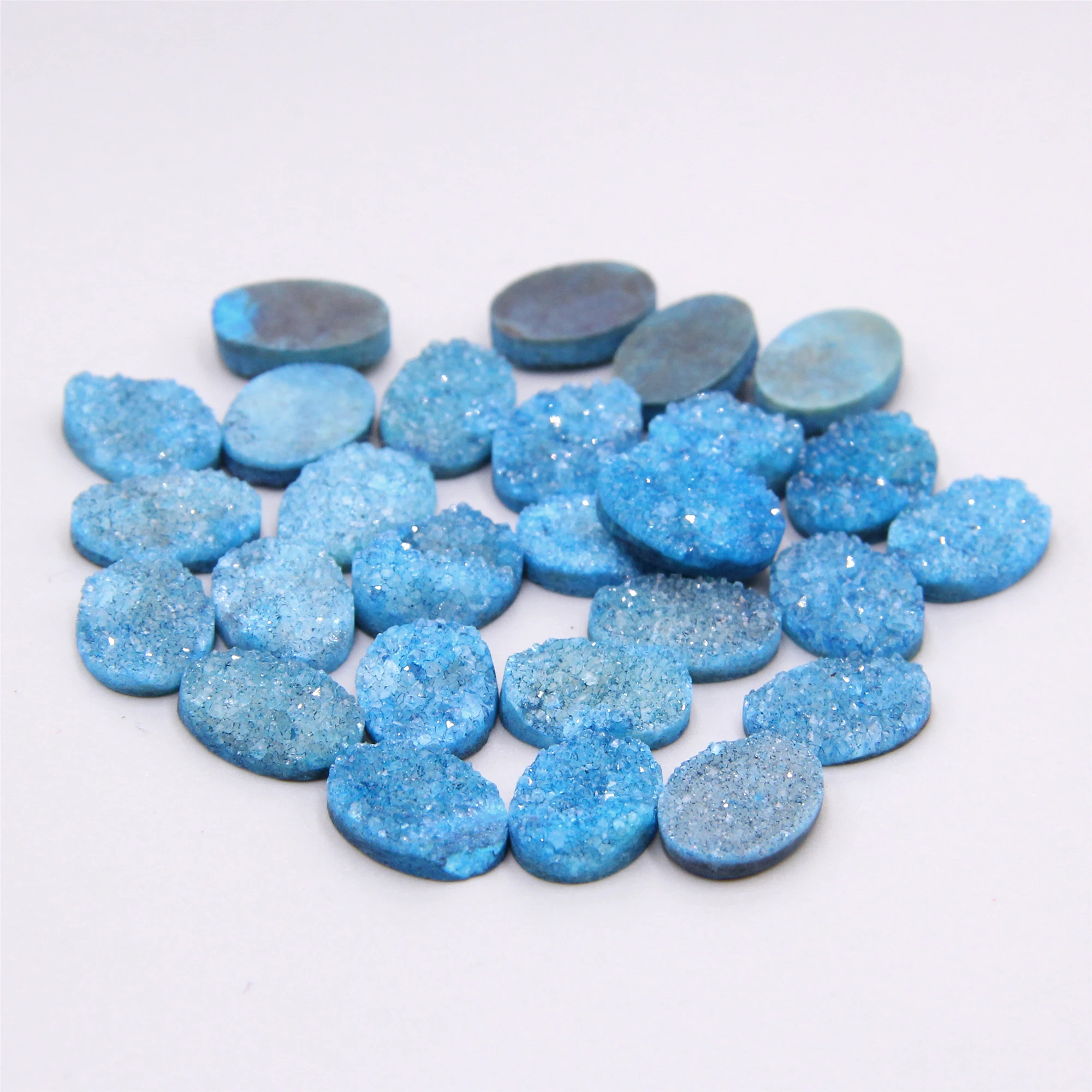 4 шт. натуральный синий кулон agates Druzy Шарм плоский кабошон Овальные Кабошоны