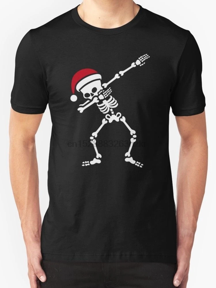 Новая мужская футболка с изображением скелета Санта-Даб черная короткими