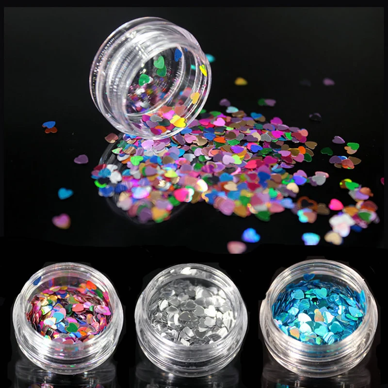 (1 шт./Продажа) блестящая пудра для ногтей в форме сердца/тела/глаз лазерные