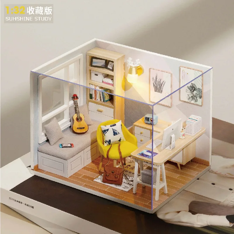 

P206 Новый горячий Diy кукольный домик миниатюрные деревянные кукольные домики кукольный домик мебельный набор музыкальный домик светодиодные игрушки для детей подарок на день рождения