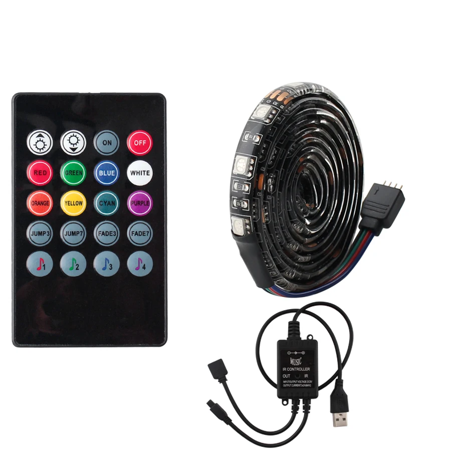 RGB 5V Светодиодная лента USB для автомобиля PC 5050 водонепроницаемая подсветка Ambilight tv USB 5V светодиодная лента для автомобиля RGB лента лампа с музыкальным контроллером