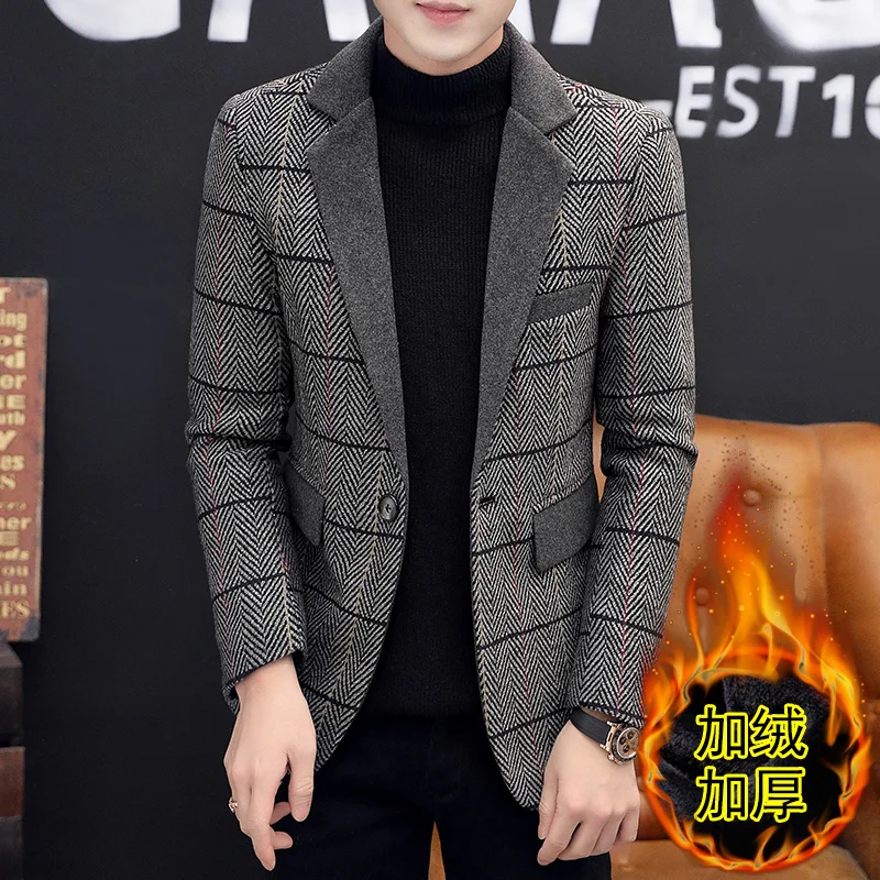 

Зимний серый Блейзер, мужской облегающий офисный костюм, пальто, Официальный Мужской облегающий Блейзер 2020 дизайна, костюмное пальто на пуг...