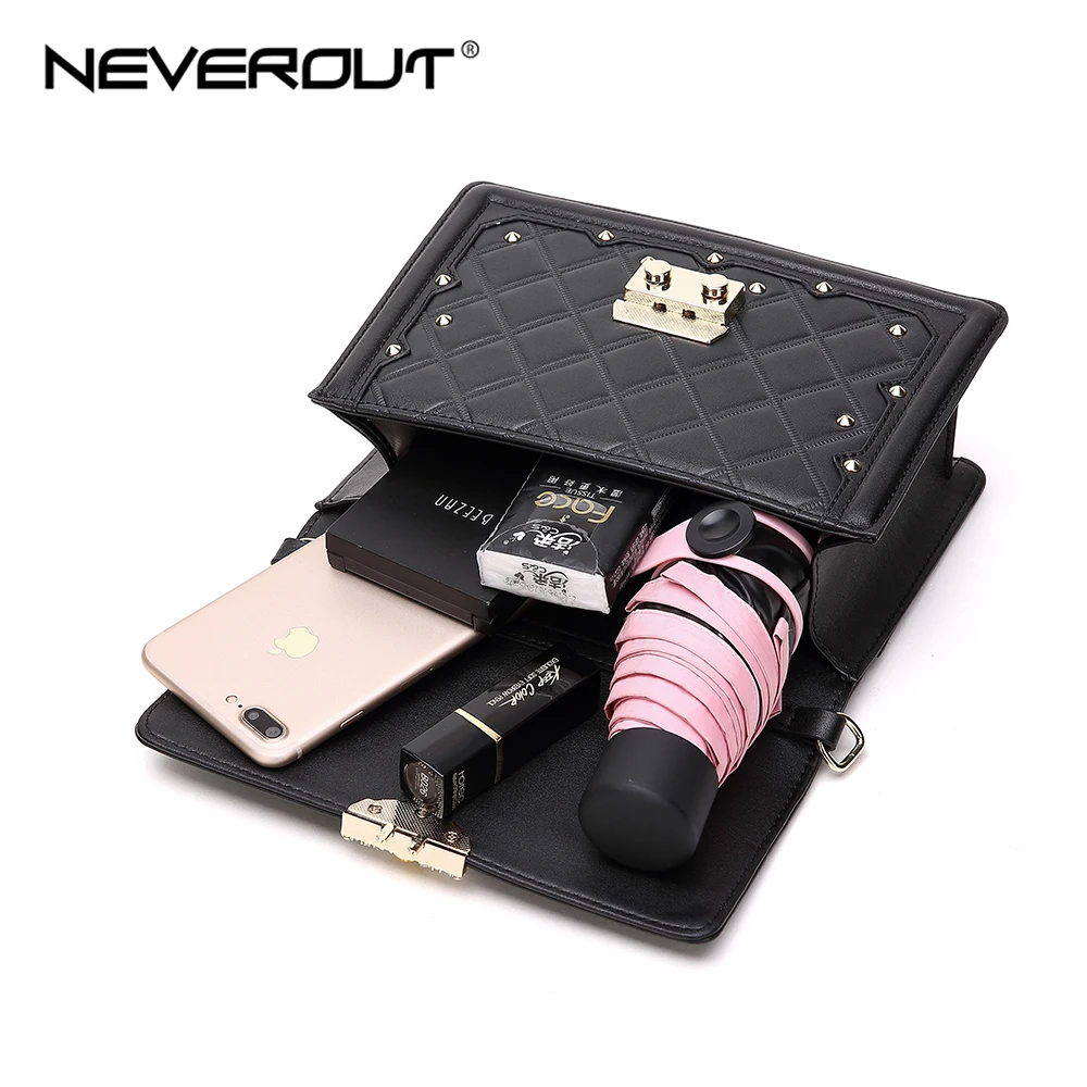 Маленькая стеганая сумка NEVEROUT с заклепками на плечо из кожи|Сумки ручками| |