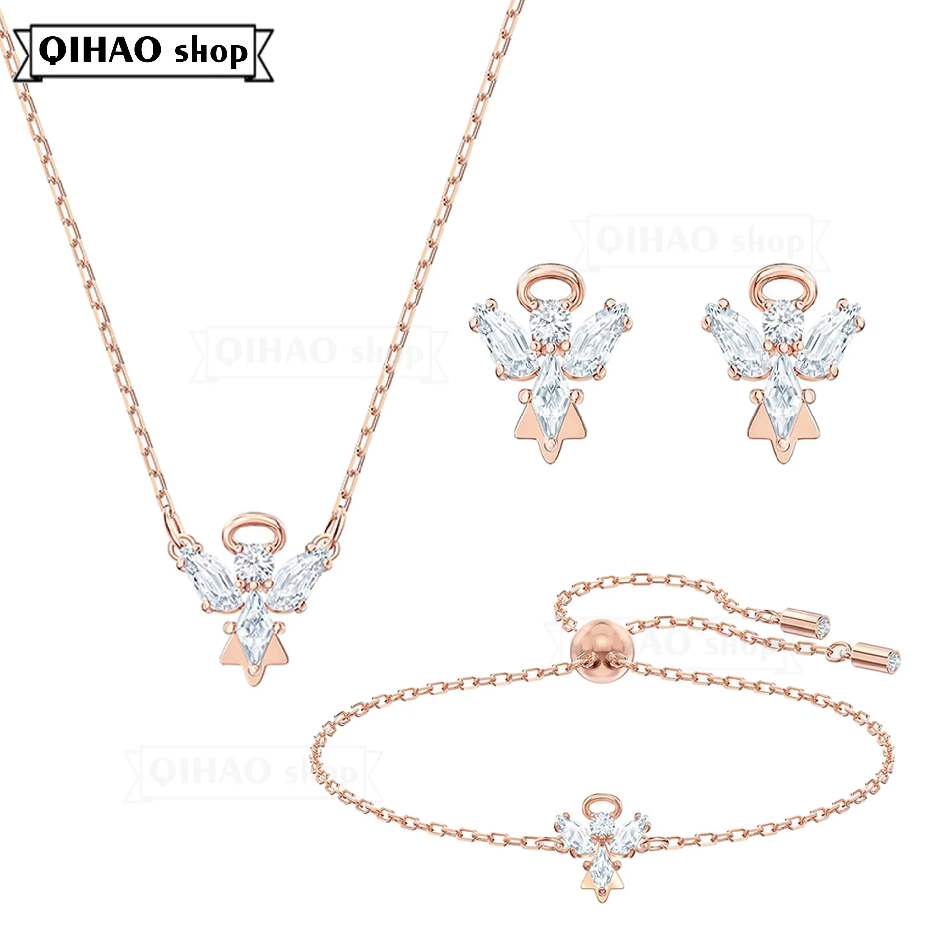 

SWA Fashion Jewelry High Quality 2021 New Angel Wing Exquisite Crystal Charm Women's Pendant Necklace Romantic Gift