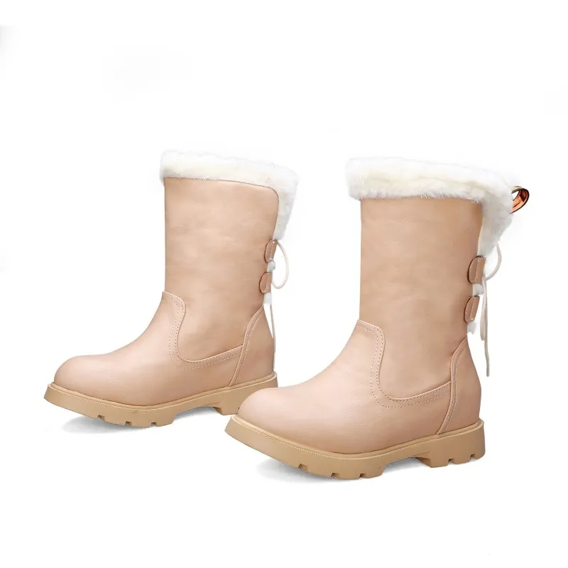 Большие модные плюшевые ботинки со шнуровкой простые и пушистые короткие