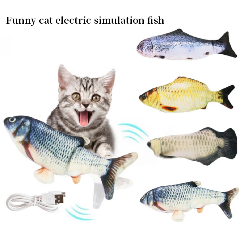 

Cat Toy Fish USB Electric Charging Simulation Dancing Jumping Moving Floppy Fish Cats Toys Interactive