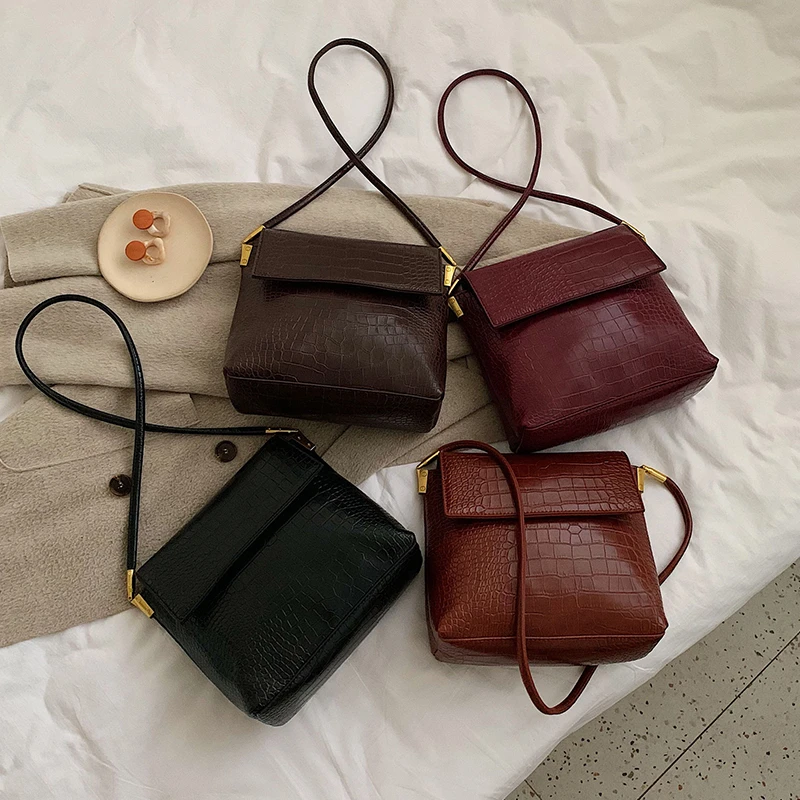Простая сумка на плечо Ретро из крокодиловой кожи роскошная кожаная сумки