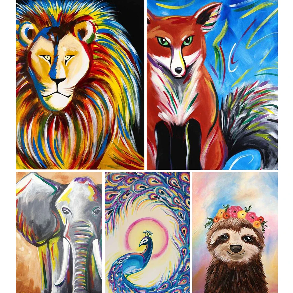 

Алмазная 5D картина «сделай сам», вышивка крестиком с изображением Льва, лисы, полная выкладка, мозаика для домашнего декора