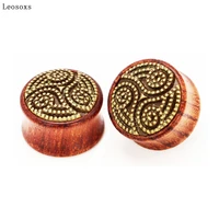 leosoxs 2pcs hot sale solid rosewood wood ear expander ear bar waist drum piercing jewelry