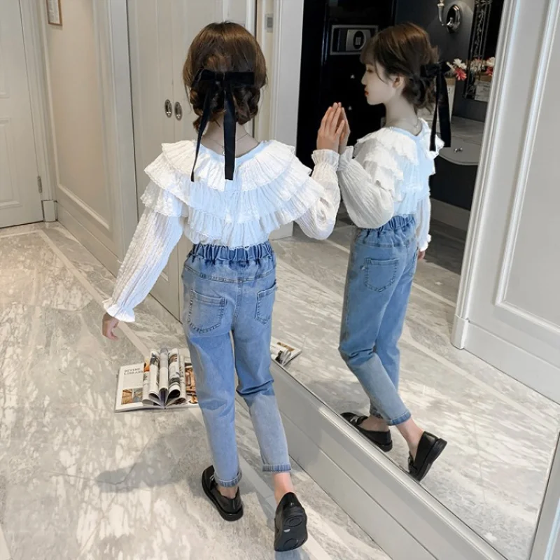 

Beading Spring Summer Children Clothes Baby Girls Sweatshirts + Pants 2pcs/Set Kids Birthday Gift Teenage Clothing High Quality
