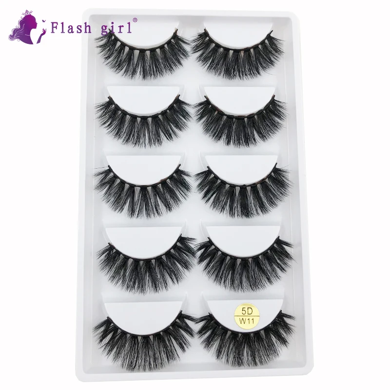 

Flash Girl 5D-W11 Hand Made Mink Eyelashes Make Up Lashes Thick Soft False Eyelashes Dramatic Volume Fake Eyelash Extension
