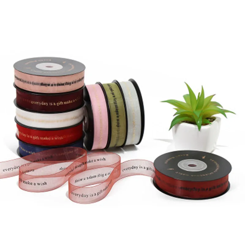 20 ярдов/рулонные ленты бронзовая английская шифоновая пряжа с буквой подарок