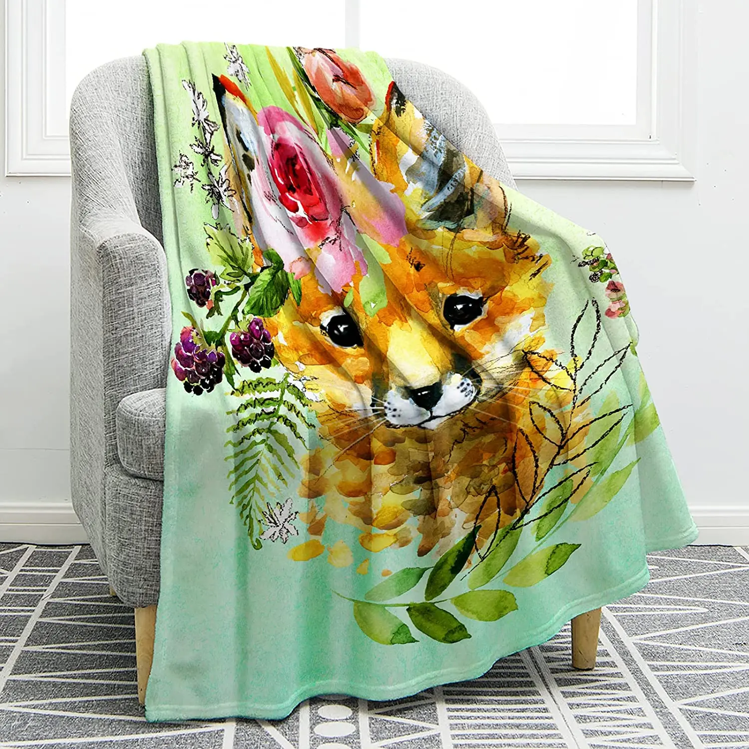 

Цветочное одеяло в стиле бохо, мягкое удобное теплое одеяло с принтом лисы, для спальни, украшение комнаты, лучший подарок для девушки и мамы